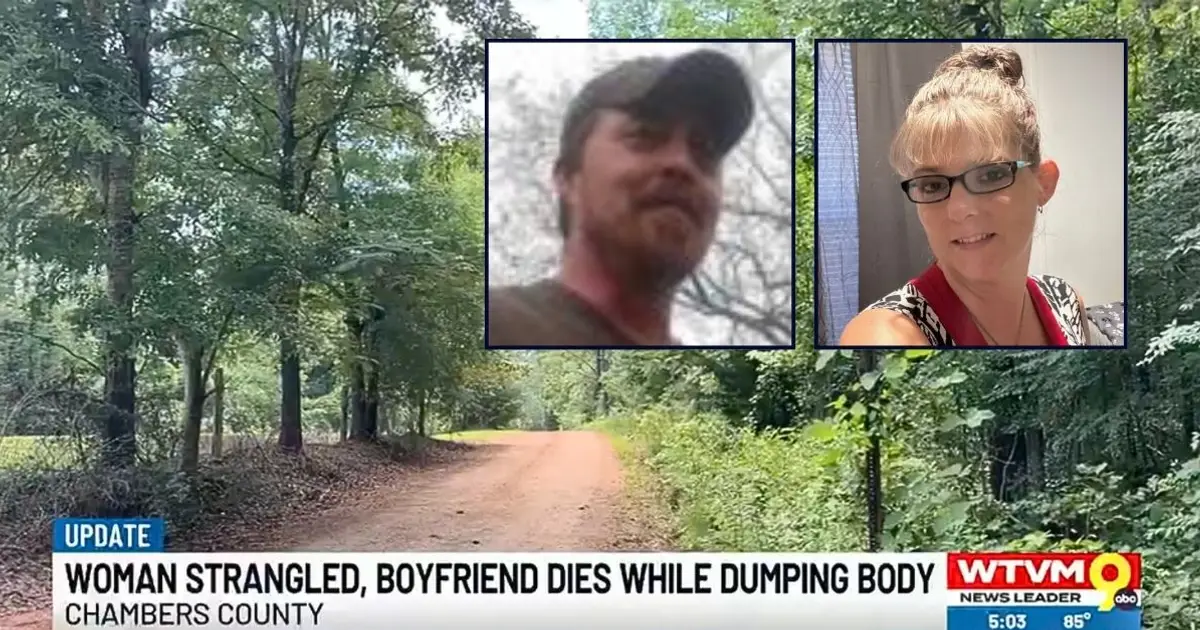 Boyfriend dumping strangled girlfriend in the woods dies while dragging her body, police find him in fetal position right next to the dead mother of 3