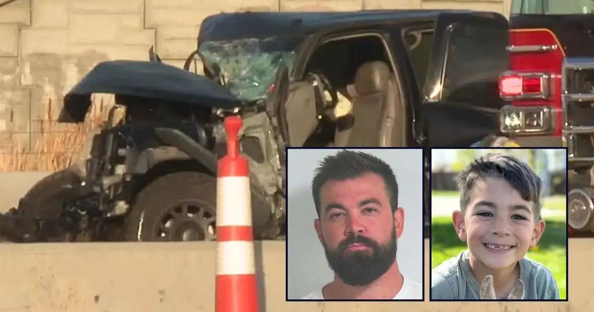Little boy's dad was filming Instagram 'story' and browsing on Amazon before the 7-year-old was crushed to death in rear-end crash that the father caused: Cops