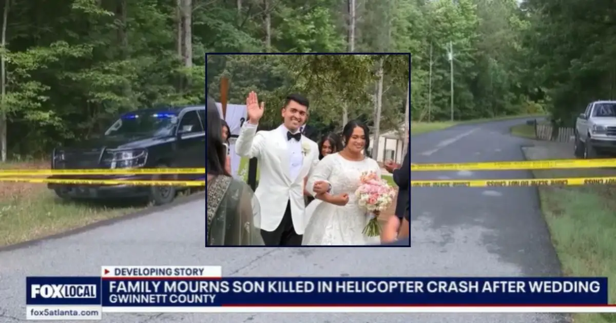 Bride spent 6 hours lying under her new husband's body trapped under wreckage in helicopter crash shortly after their wedding ceremony: Lawsuit