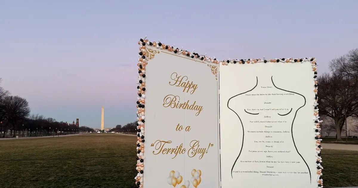Inside that giant replica of the Trump - Epstein birthday card