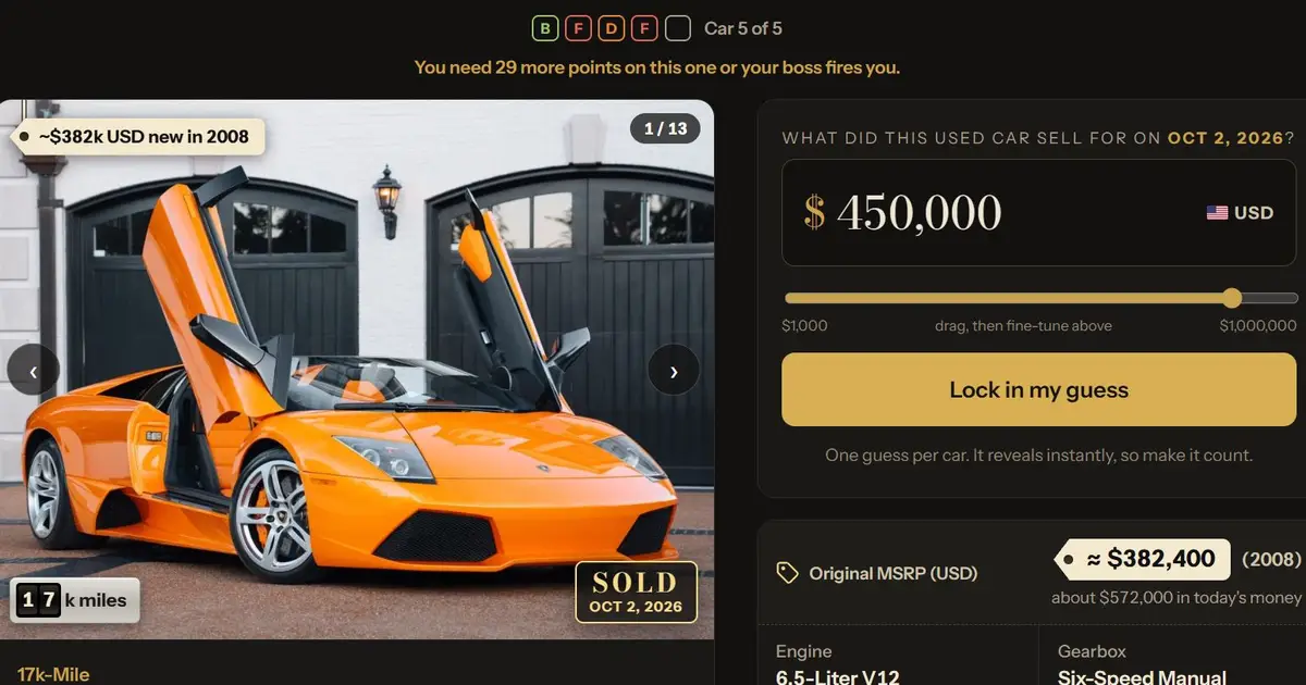 It's our new daily game fixation and we all stink at it: Can you guess how much used cars cost?