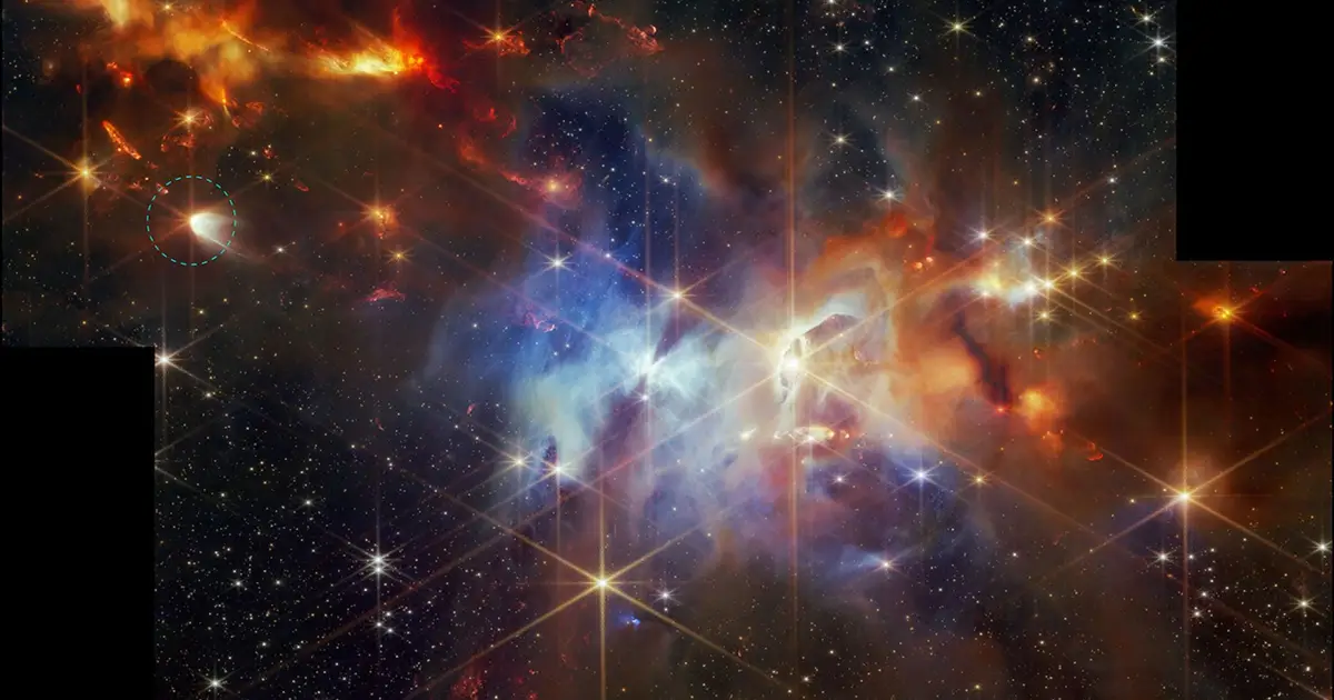 James Webb Space Telescope sees comet - seeding crystals flowing far from newborn star ( photo )