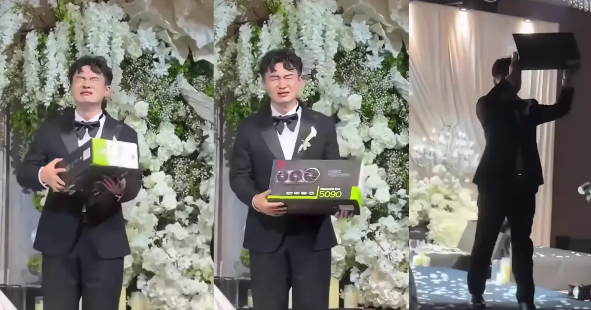 Man moved to tears by RTX 5090 on his wedding day - $9000+ price tag brings a tear to my eye too
