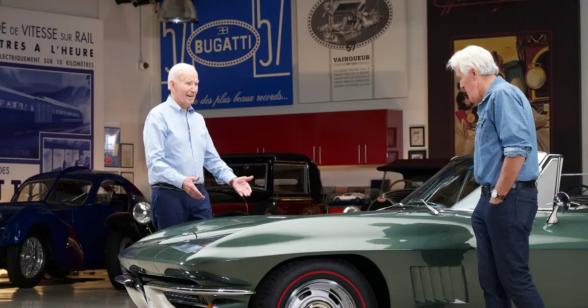 Joe Biden & Jay Leno Put Pedal To The L.A. Metal, Talk Trump On ‘Garage’s POTUS Corvette Episode