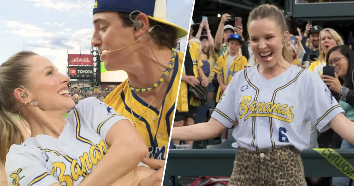 Kristen Bell Makes Surprise Performance At Savannah Bananas Game With ‘Frozen’, ‘Wicked’ & ‘Dirty Dancing’ Mashup