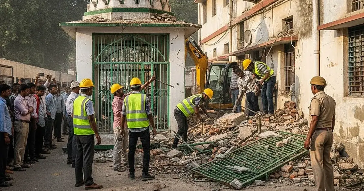 MP News : Unauthorised Shrine Inside Railway Quarter Razed In Ratlam