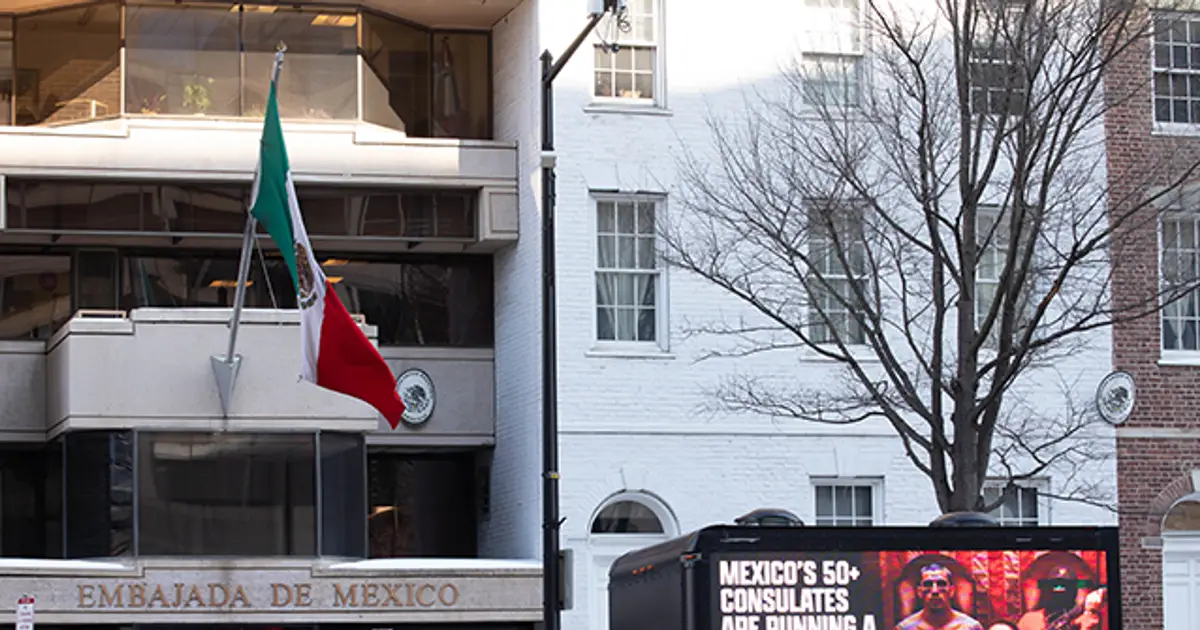 The Invisible Coup  Billboard Truck Rolls Up on Mexican Embassy to Expose Consulates Swaying U . S . Elections