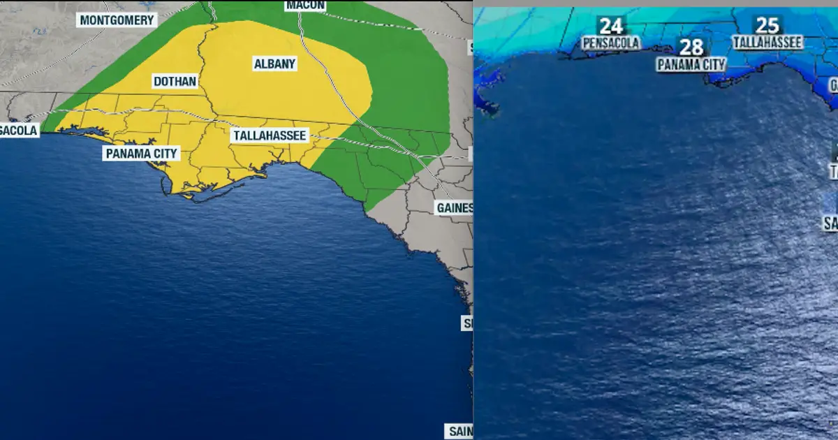 Severe storm risk for the Panhandle as the cold front moves closer