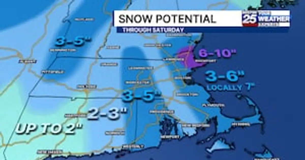 New snowfall map : Weekend storm could bring up to 10 inches of snow to Mass .