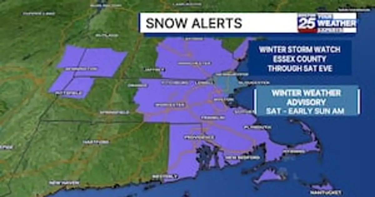 Winter storm watch , advisory issued for parts of Mass . ahead of weekend snow
