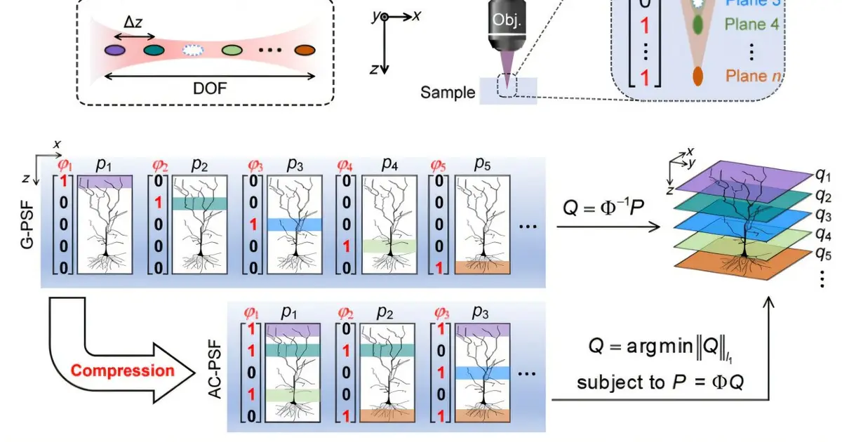 Axial encoding unlocks up to eightfold faster 3D microscopy with less light