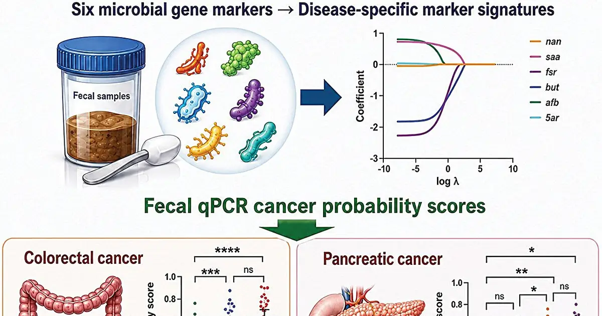 Fecal microbial signatures show promise for colorectal and pancreatic cancer assessment