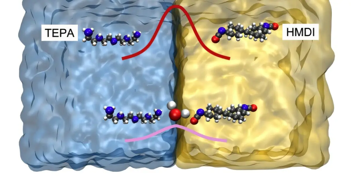 Water molecule unlocks faster interfacial polymerization by lowering energy barrier