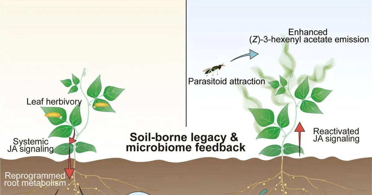 Cowpea plants create underground defense system for the next generation after insect attacks