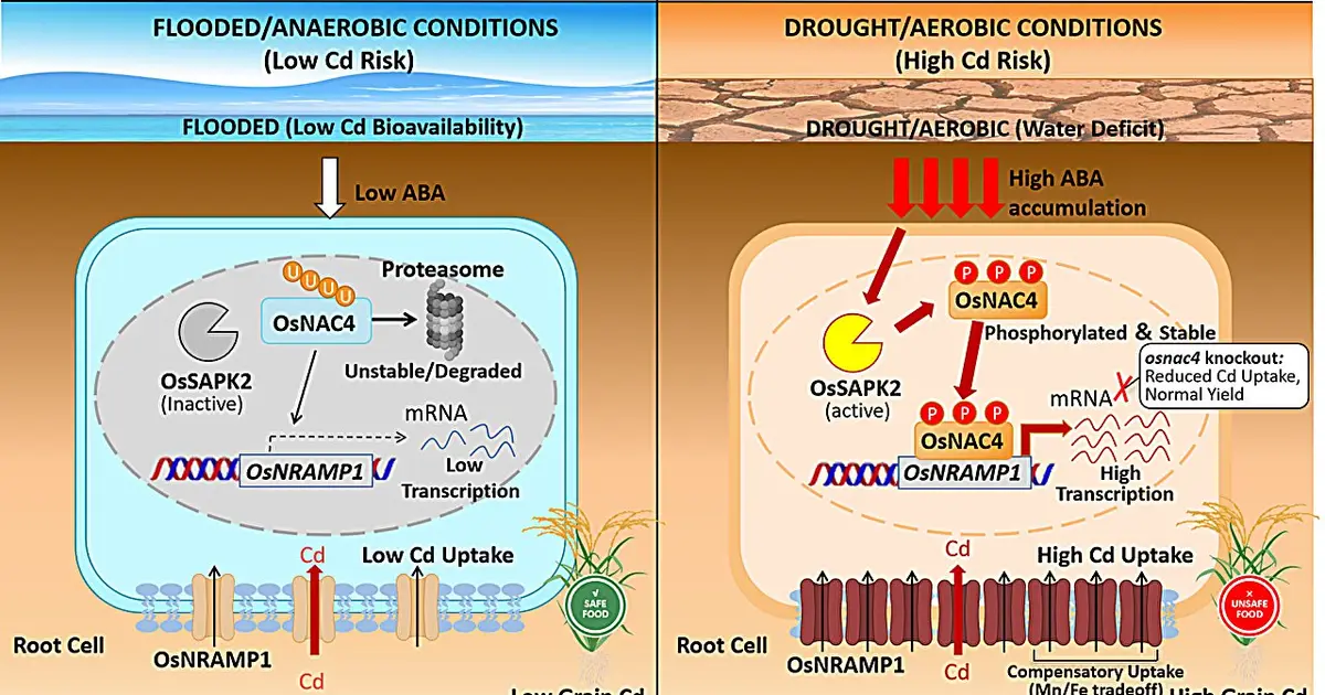 Scientists uncover molecular mechanism linking water-saving irrigation to cadmium accumulation in rice