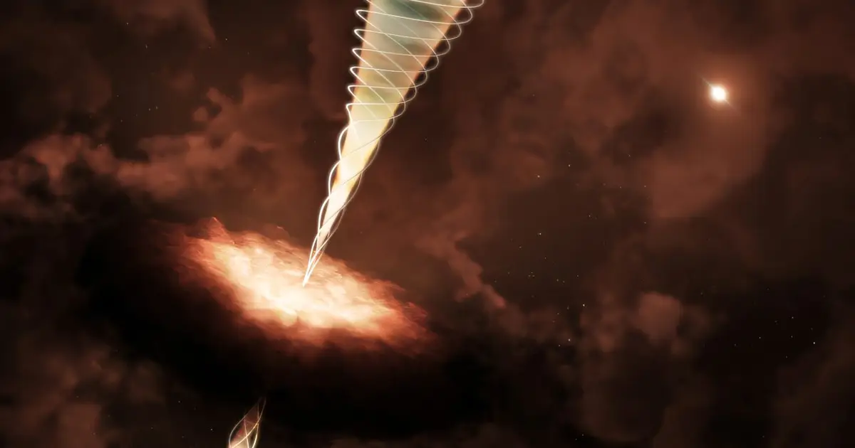 Twisted magnetic field around newborn star confirms decades-old jet theory
