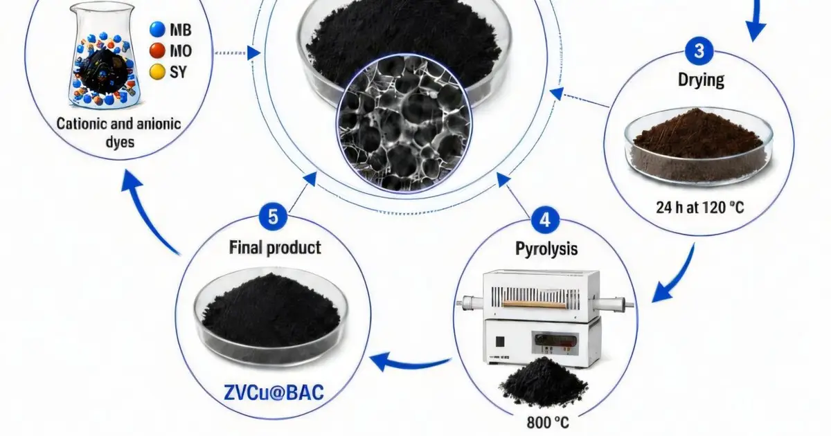 Waste bulrush transformed into copper-enhanced material for dye removal from wastewater