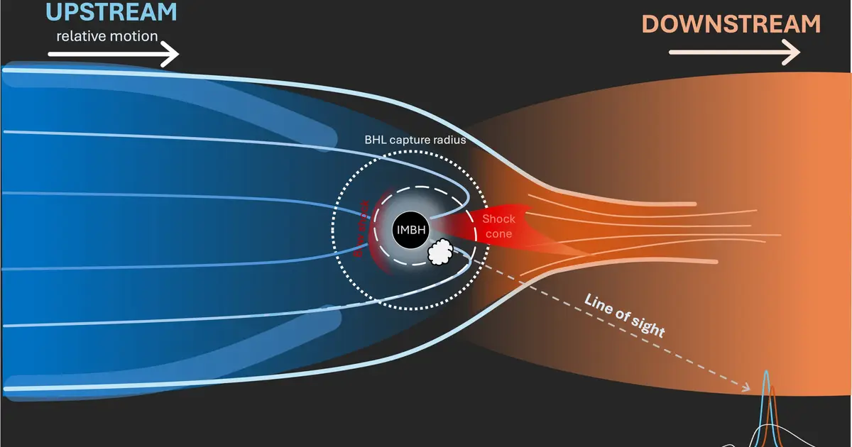 A wandering black hole caught feeding on the run