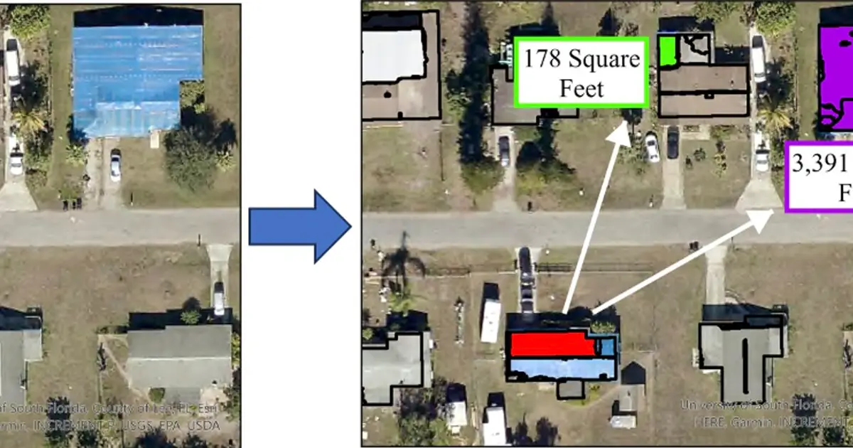 Aerial imagery maps hurricane wind damage and shows stronger building codes work