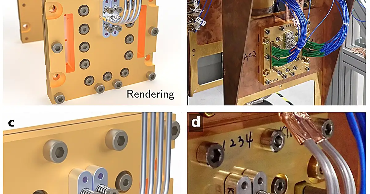 Four superconducting cables link two large quantum processors into one