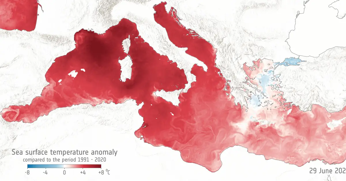 Image: Mediterranean Sea breaks June surface heat record