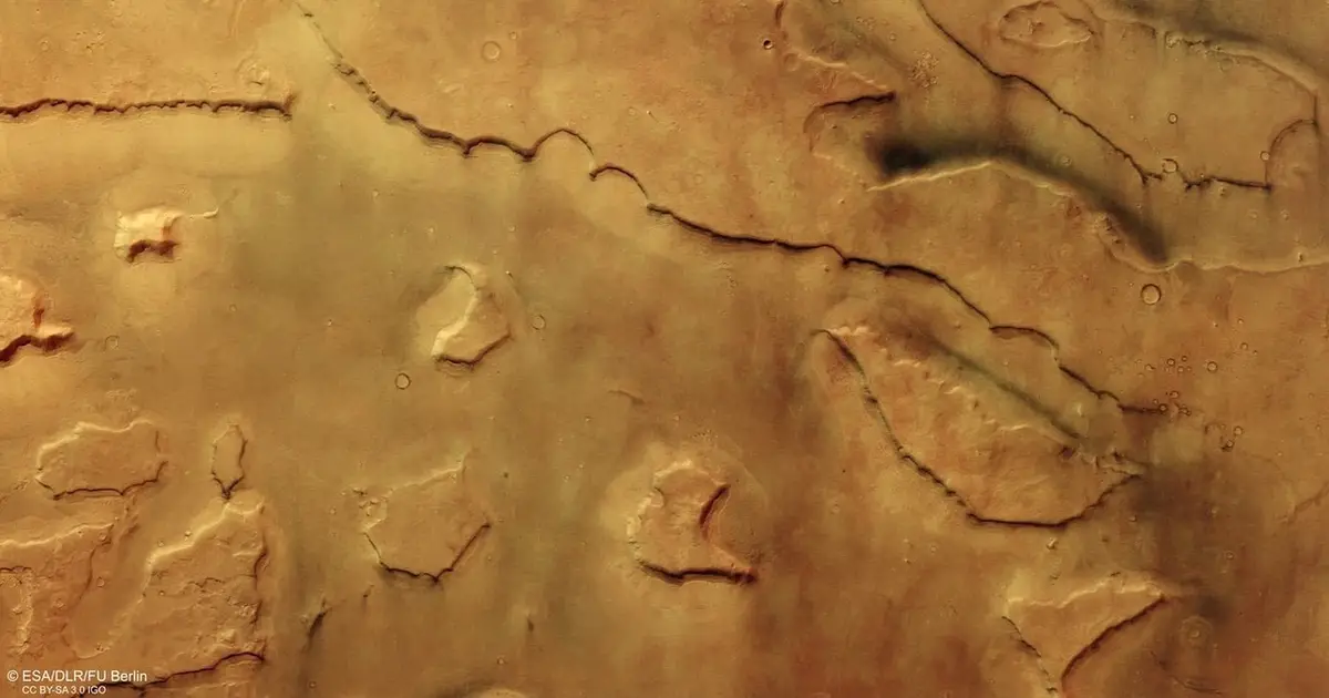 Mars express captures dozens of dust devils in Mars valley