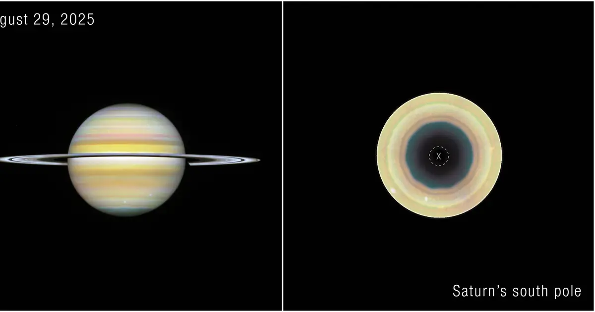 Hubble tracks new decagon encircling Saturn's south pole