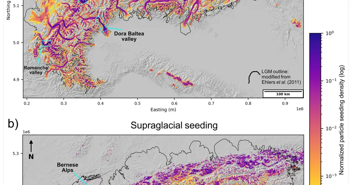 Simulation reveals how glaciers transported rocks across the Alps 24,000 years ago