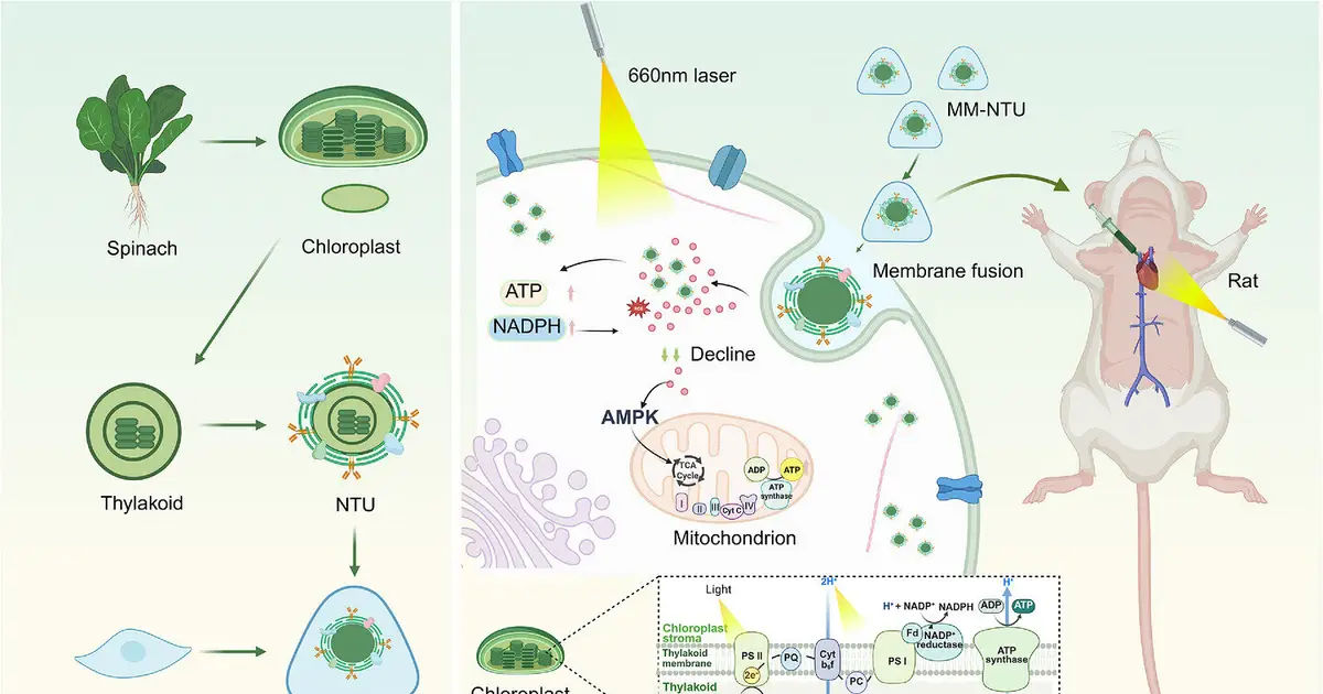 Spinach nanoparticles help failing rat hearts via 'borrowed photosynthesis'