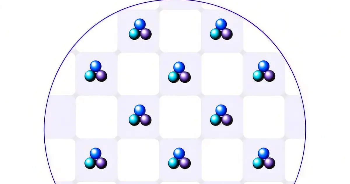 Trios of quantum particles form checkerboard layouts when particle density hits sweet spot