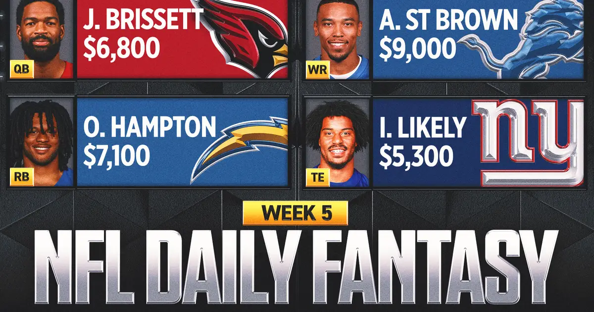 NFL DFS Week 5: Best Picks, Lineup Advice and Value Plays