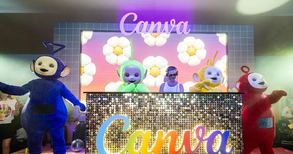 Teletubbies Dance for LGBTQ+ Rights at Canva Beach Pride Party at Cannes Lions