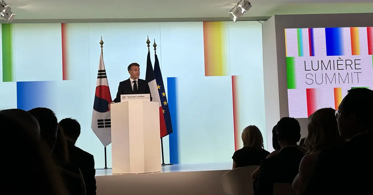 Emmanuel Macron Calls for Global Initiatives to Protect Film and Warns About Dangers of Social Media as Lumiere Summit Opens