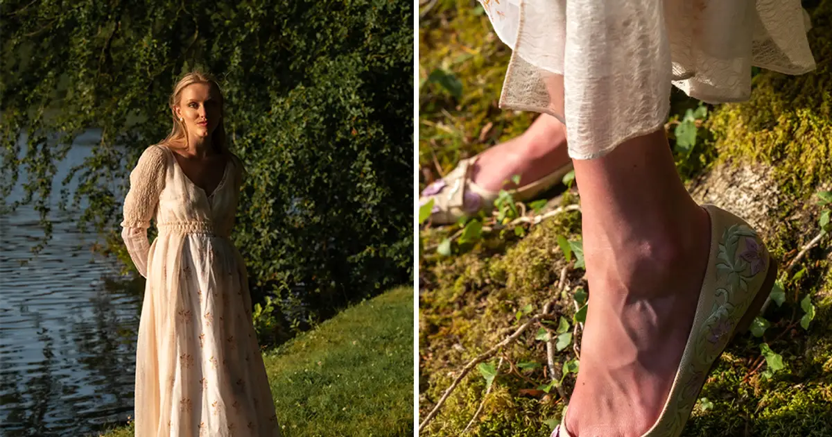 ‘Sense and Sensibility’ Inspires Handcrafted Apparel Collection From Designer Sarah Flint, Featuring Embroidered Heels and Painted Scarves