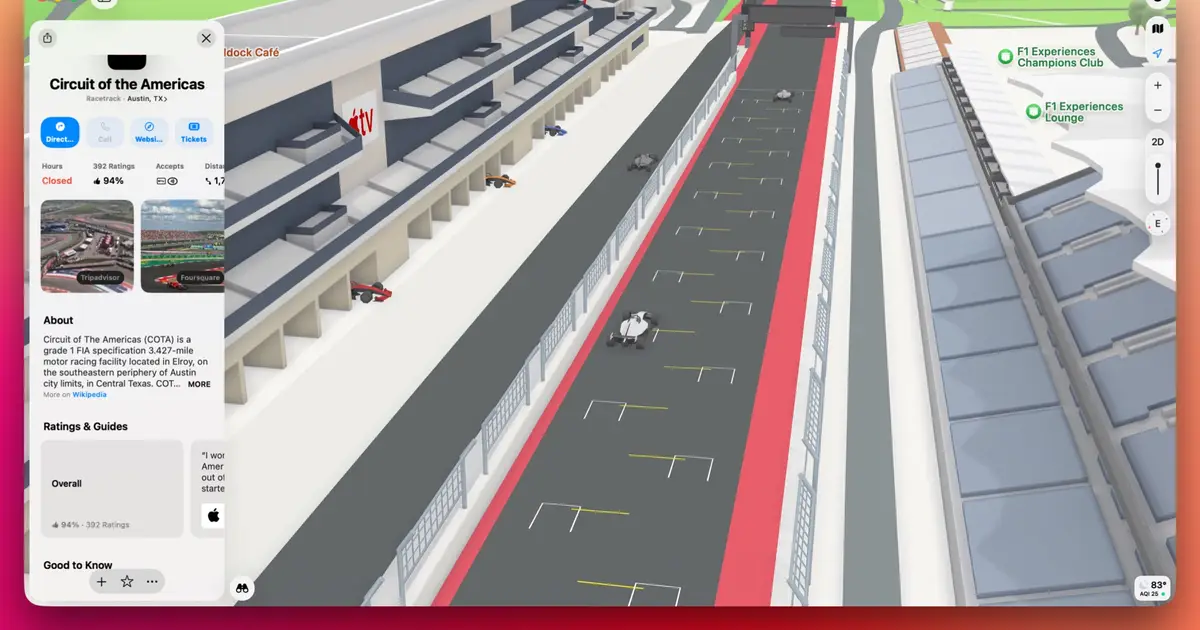 Apple Maps Gets a Ticket to Austin for the F1 Grand Prix