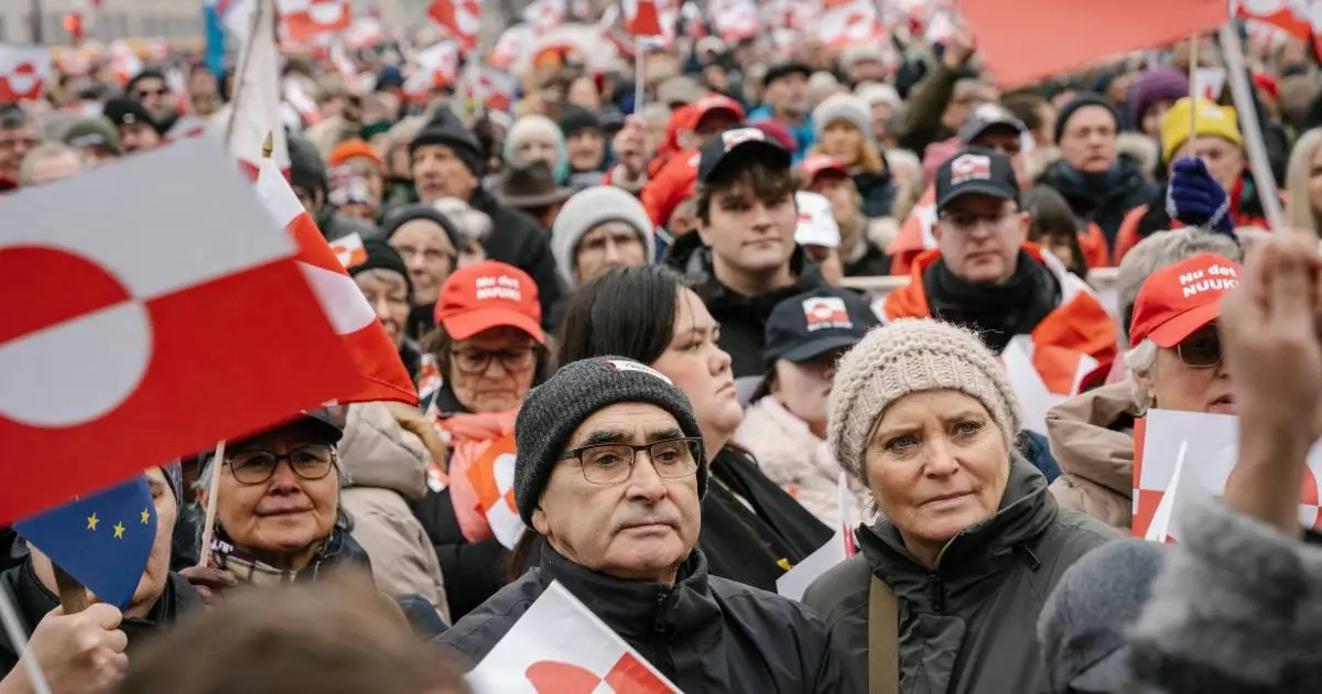 Pro - Greenland protesters mock Trump MAGA slogan with  Make America Go Away  caps