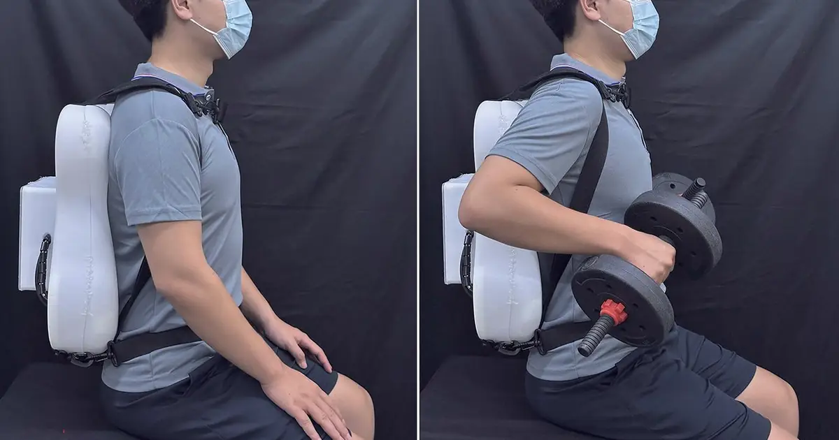 Backpack massages muscles when it detects they’re fatigued