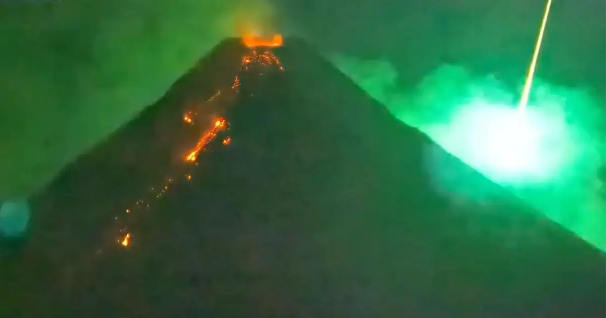 A Dazzling Meteor Just 'Video Bombed' a Volcanic Eruption