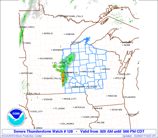 SPC Severe Thunderstorm Watch 128