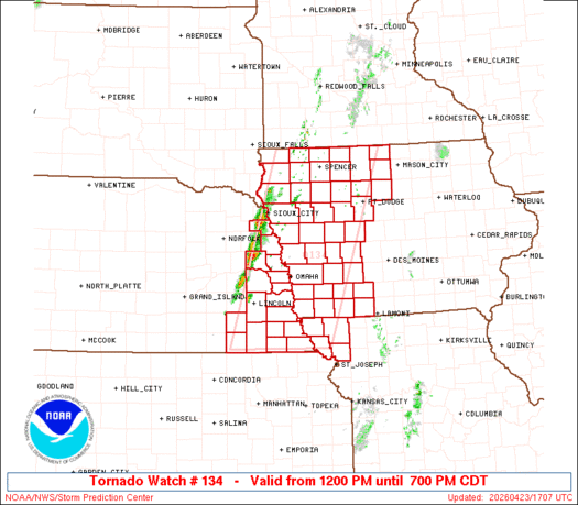 SPC Tornado Watch 134