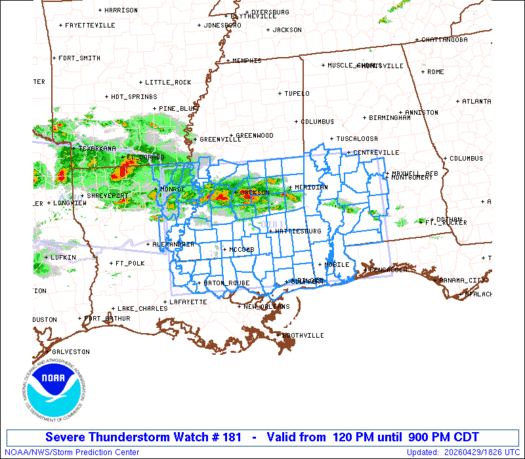 SPC Severe Thunderstorm Watch 181