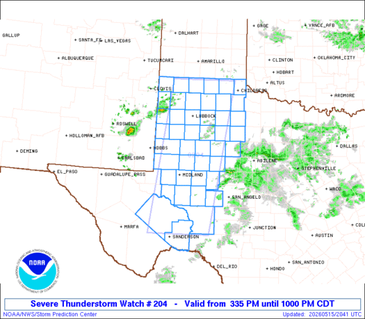 SPC Severe Thunderstorm Watch 204