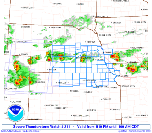 SPC Severe Thunderstorm Watch 211