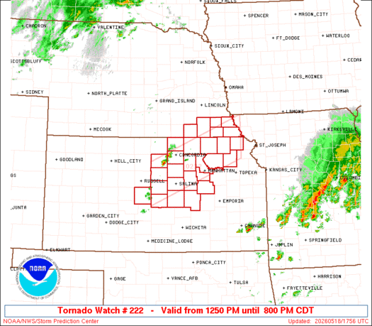 SPC PDS Tornado Watch 222