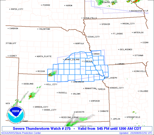 SPC Severe Thunderstorm Watch 275