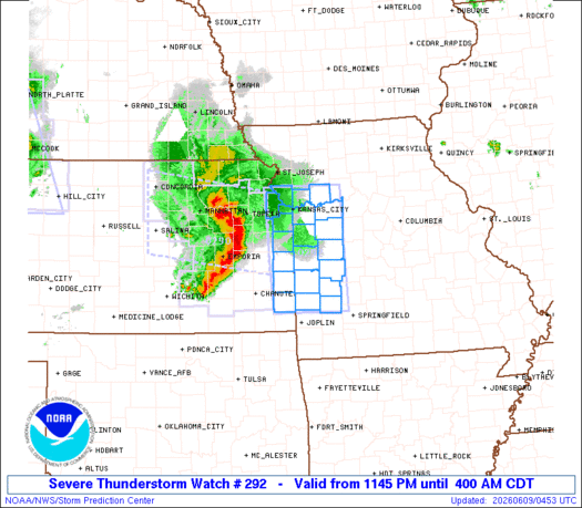 SPC Severe Thunderstorm Watch 292