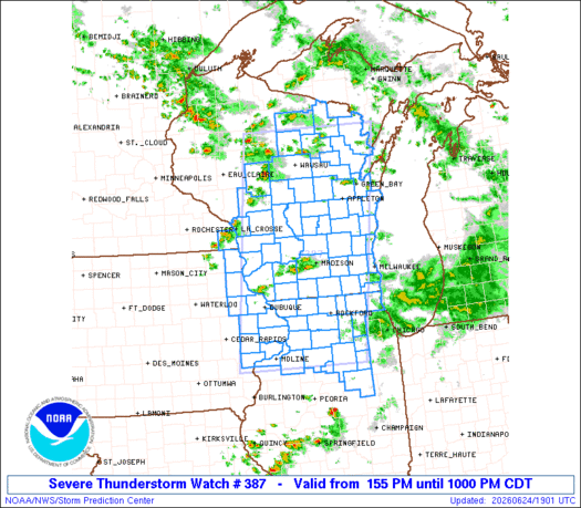 SPC Severe Thunderstorm Watch 387 Status Reports