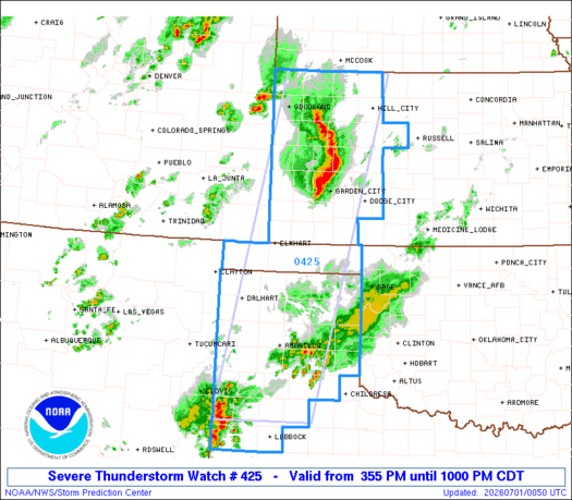 SPC Severe Thunderstorm Watch 425