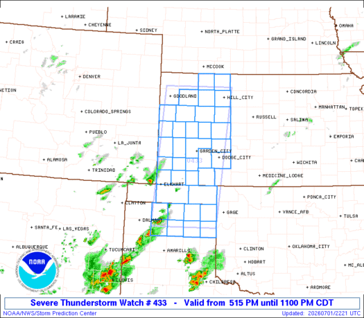 SPC Severe Thunderstorm Watch 433
