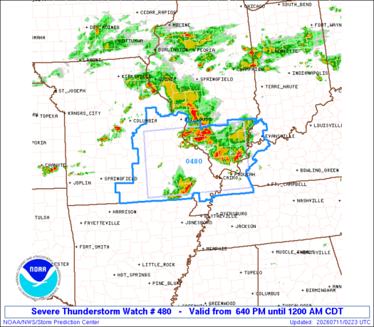 SPC Severe Thunderstorm Watch 480 Status Reports